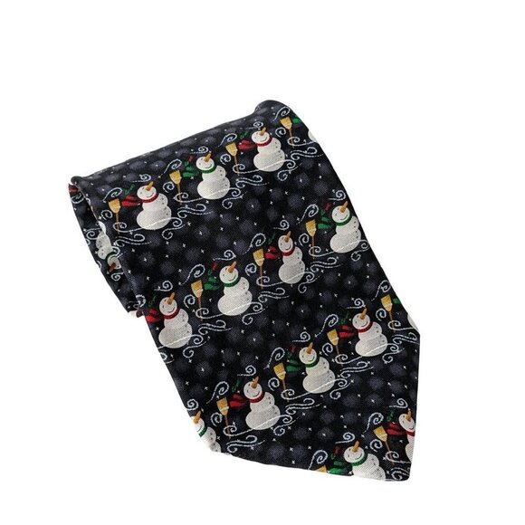 Hallmark Holiday Traditions Snowman Christmas Winter Novelty Silk Necktie - Picture 1 of 7